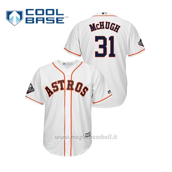 Maglia Baseball Uomo Houston Astros 31 Collin Mchugh 2019 World Series Bound Cool Base Bianco